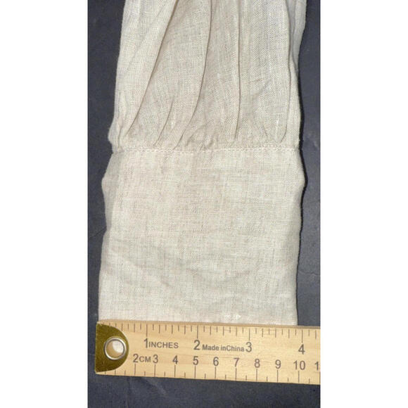 Massimo Dutti Beige Linen Oversized Minimalist Organic Natural Button Up Blouse - Picture 8 of 15